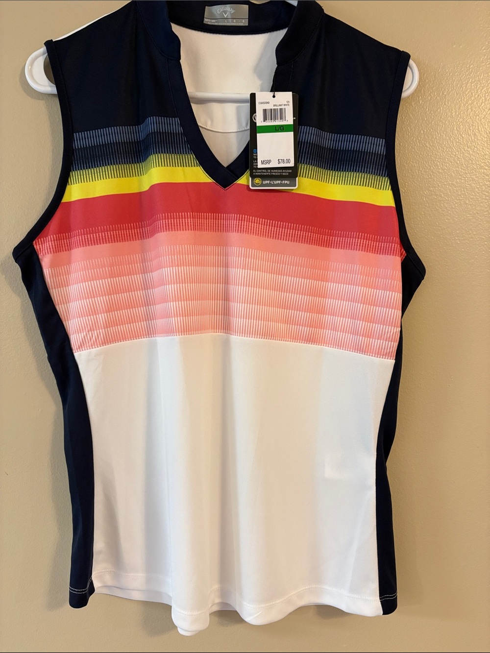NWT Callaway Women’s L Opti-Dri UPF 50 Sleeveless Golf Polo $78